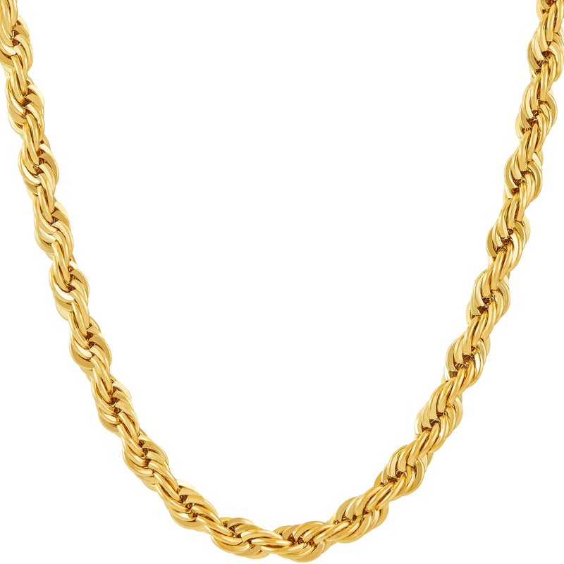 LIFETIME JEWELRY 6mm Rope Chain Necklace for Women and Men 24k Real Gold Plated (26 inches, 1 - Gold Plated) - Image 1